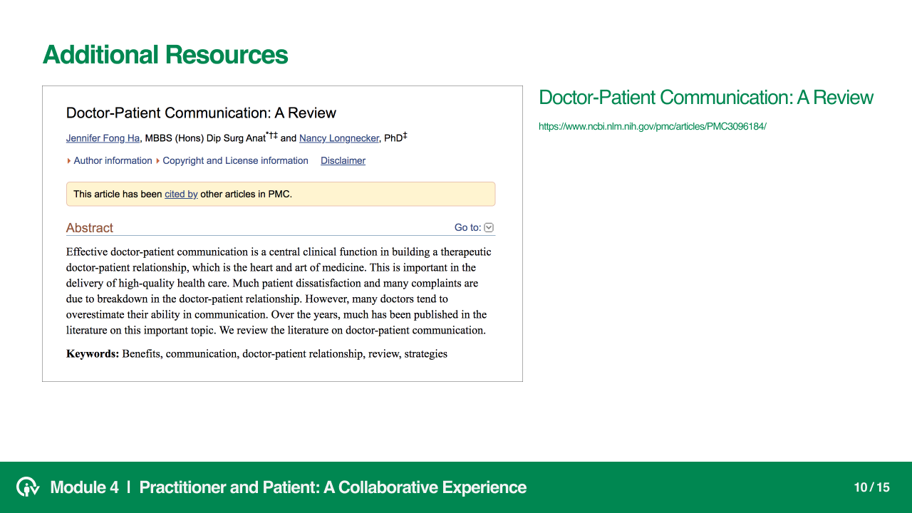 Practitioner and Patient, a collaborative experience slide 10